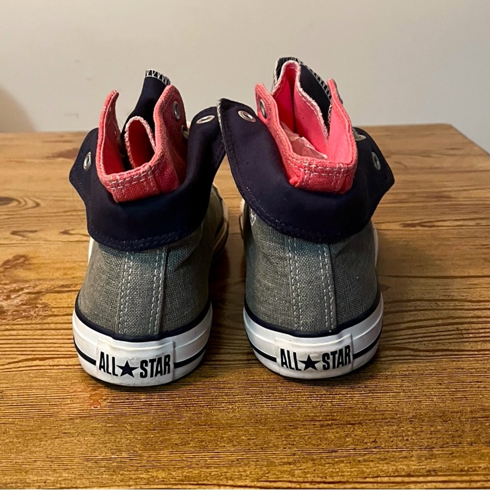 🩶💙🩷Custom Glam Gray-Pink-Navy Converse